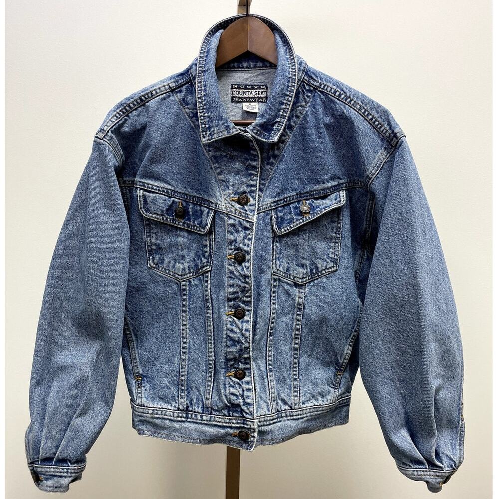 Vintage Nuovo County Seat Trucker Denim Jacket Size M 90s Unisex